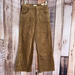 KUT From The Kloth Jean Trouser Wide Leg Corduroy Camel High Rise Size 0 NWT